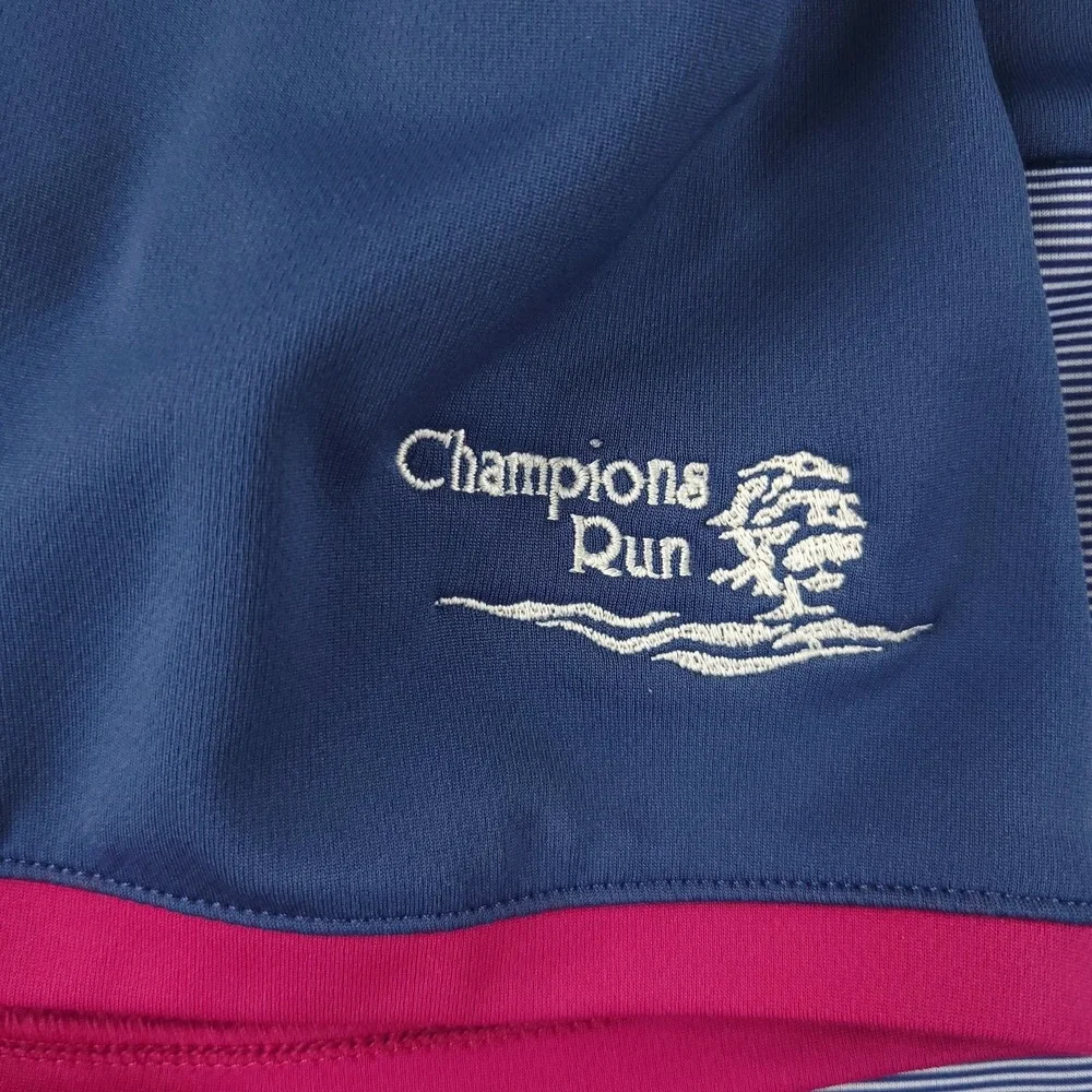 Adidas Golf Polo Shirt Mens 2XL‎ Blue Ombre Stripe Champions Run Climacool Golf